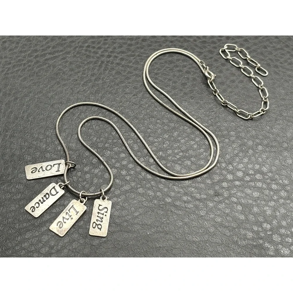 Carolyn Pollack Relios Sterling Silver 925 Charm Necklace Love Dance Live Sing